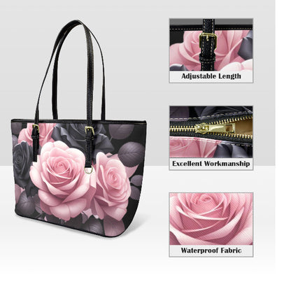 Custom Tote Hand Shoulder Bag 12 X 15 Gothic Victorian Pink Black Roses Medium Terrifictrend