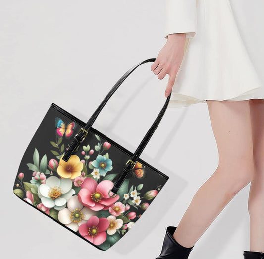 Custom Tote Hand Shoulder Bag 12 X 15 Spring Pink Blue Peach Flowers Gift Idea Terrifictrend