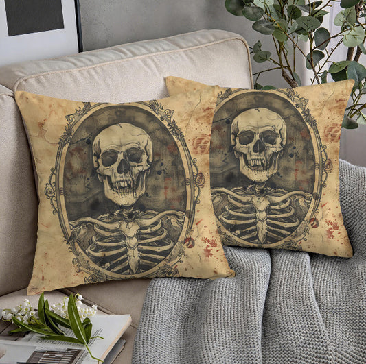 Vintage Skeleton Spooky Throw Pillow Cover Halloween Home Decor  18x18 Unbranded