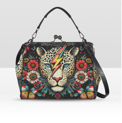 Gothic Leopard Daisy Butterfly Mother's Day  Shoulder Cross Body Bag Satchel Kisslock