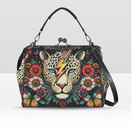 Gothic Leopard Daisy Butterfly Mother's Day  Shoulder Cross Body Bag Satchel Kisslock