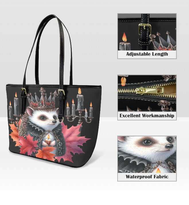 Custom Tote Hand Shoulder Bag 12 X 15 Fall Halloween Gothic Hedgehog  Leaves Terrifictrend