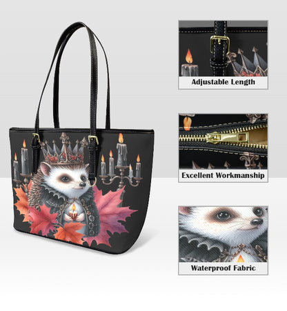 Custom Tote Hand Shoulder Bag 12 X 15 Fall Halloween Gothic Hedgehog  Leaves Terrifictrend
