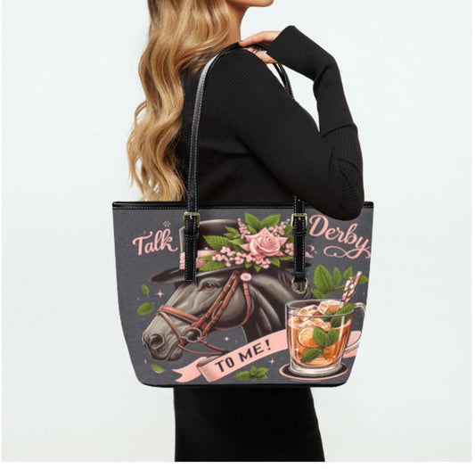 Tote Hand Shoulder Bag 12 X 15 Kentucky Derby Horse Hat Roses Talk Derby to Me Terrifictrend