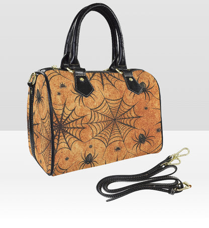 Orange w/Spider and Web Fun Halloween Holiday SATCHEL or Cross Body Bag 10" x 8" Unbranded