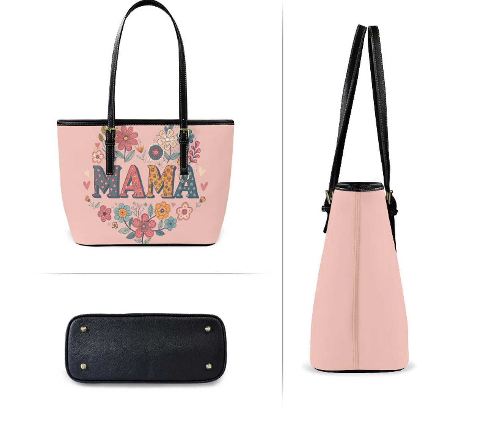 Custom Tote Hand Shoulder Bag 12 X 15 Spring Happy Mothers Day Flowers Mom Mama Terrifictrend