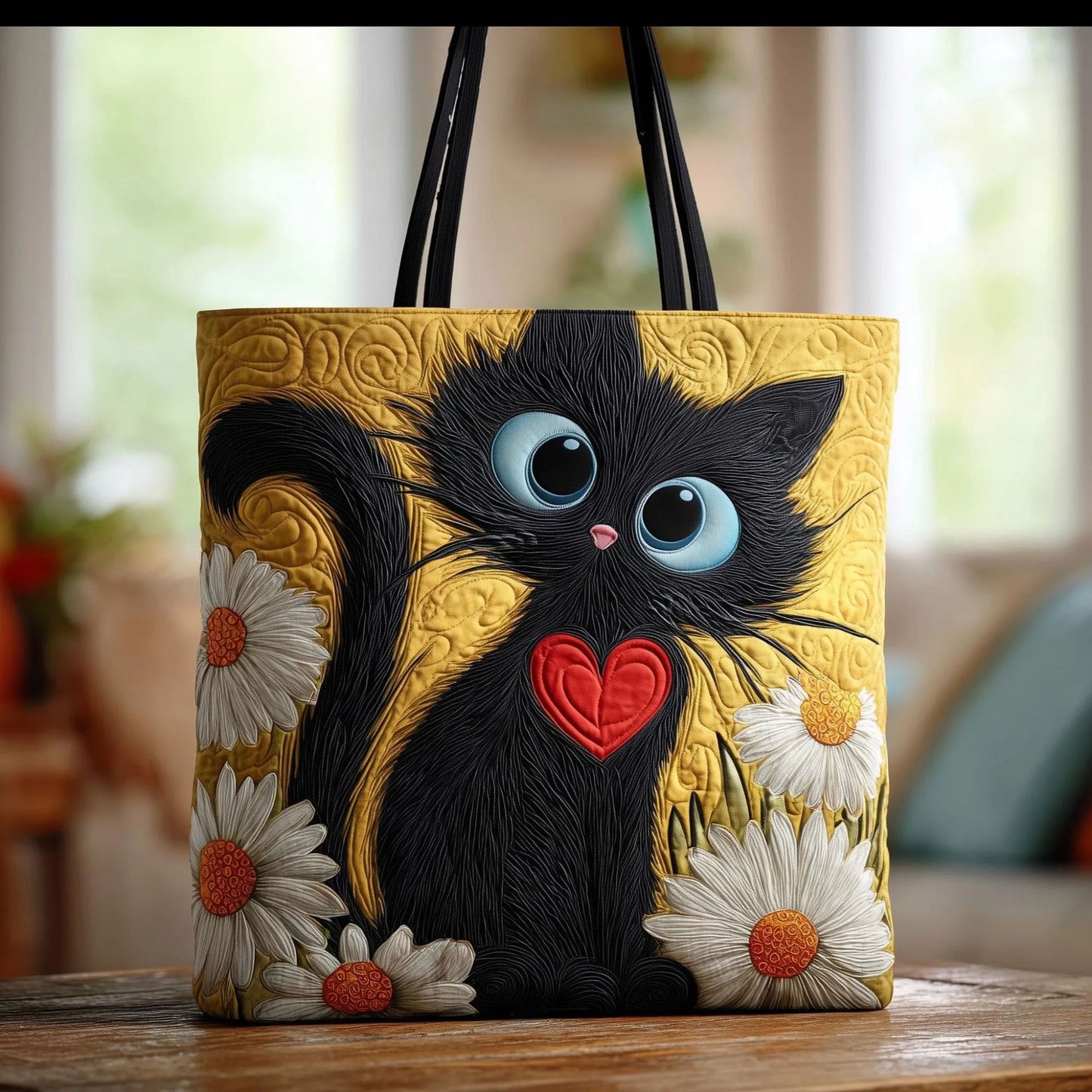 Creative, High-Capacity Tote Bag With Digital Print And Quilted Embroidery Cj