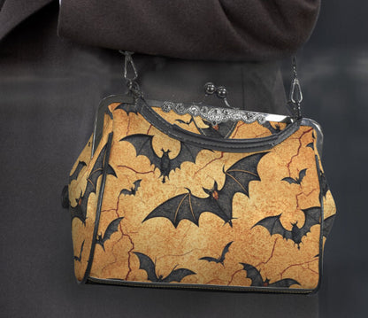 Orange w/Spider and Web Fun Halloween Holiday SATCHEL or Cross Body Bag 10" x 8" Unbranded