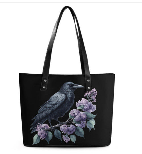 Custom Tote Hand Shoulder Bag 12 X 15 Victorian Spring Gothic Crow Mother's Day Terrifictrend