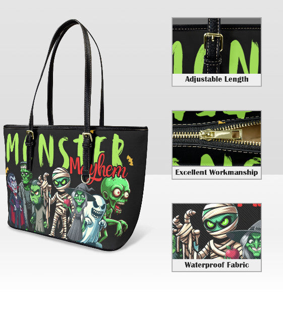 Custom Tote Hand Shoulder Bag 12 X 15 Halloween Monster Mayhem Mummy, Dracula Terrifictrend