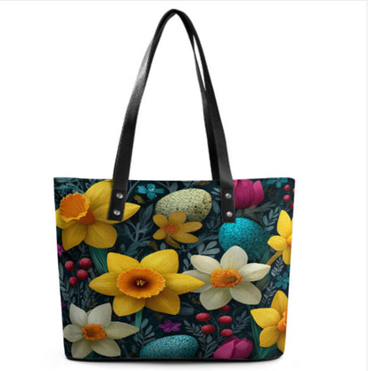 Custom Tote Hand Shoulder Bag 12 X 15 Spring Eggs Flowers Easter Mother's Day Terrifictrend