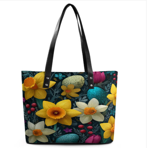 Custom Tote Hand Shoulder Bag 12 X 15 Spring Eggs Flowers Easter Mother's Day Terrifictrend