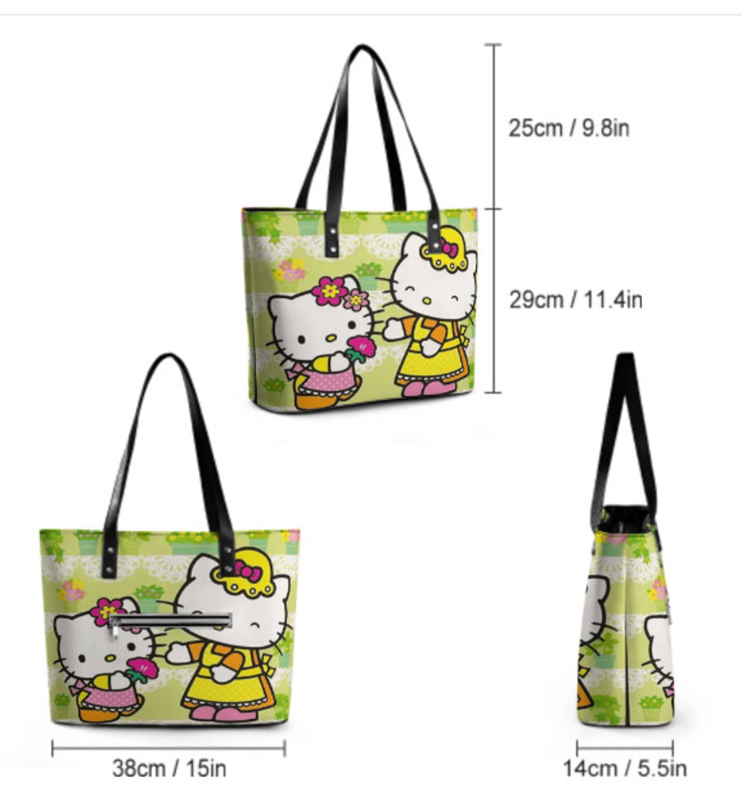 Custom Tote Hand Shoulder Bag 12 X 15 Spring Mother's Day Hello Kitty & Mom Terrifictrend