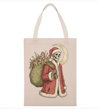 Christmas Skeleton Sack of Bones Santa Shoulder Tote Bag 18"x15" Large  Gift TerrificTrend