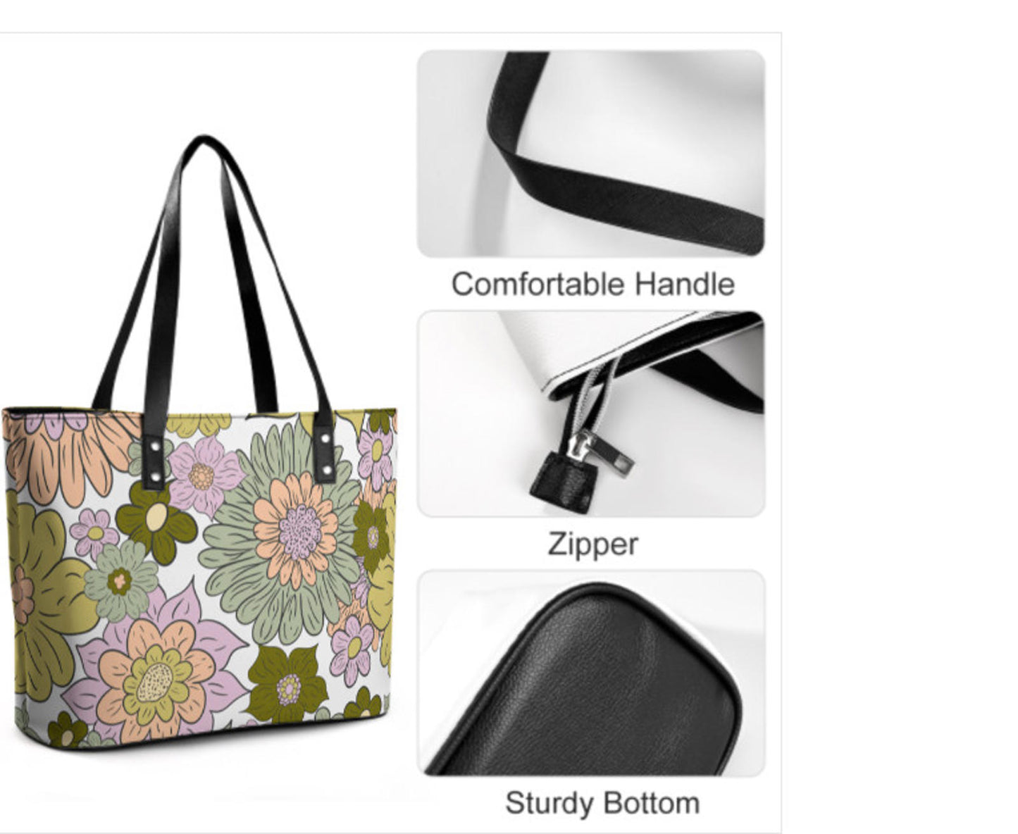 Custom Tote Hand Shoulder Bag 12 X 15 Spring Bohemian Green Multi Floral NEW Terrifictrend