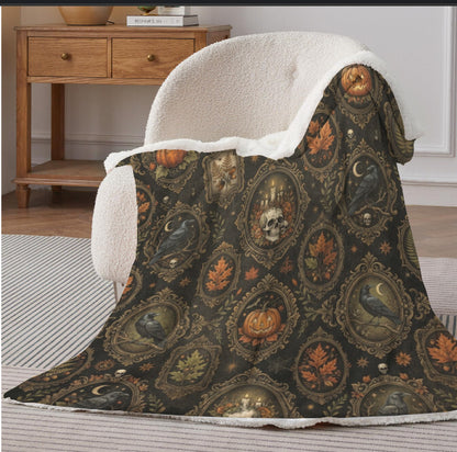 Sherpa Fleece Blanket 40" x 50" Home Decor Throw Gothic Victorian Halloween NEW Terrific Trend
