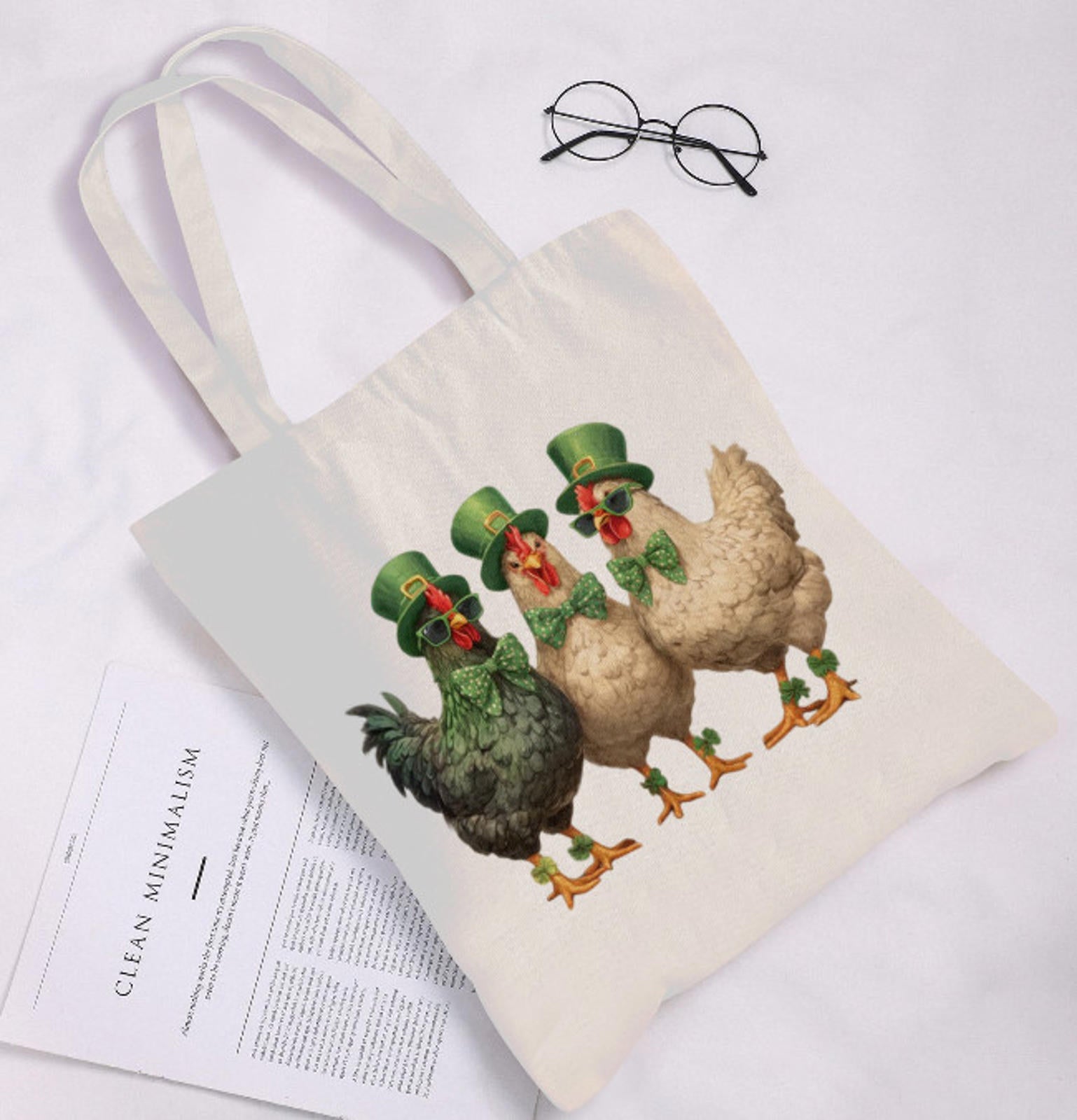 St. Patrick's Day Ireland Funny Irish Chickens Shoulder Tote Bag 15" X 15" TerrificTrend