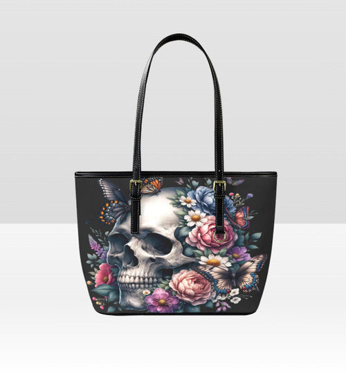 Custom Tote Hand Shoulder Bag 12 X 15 Gothic Floral Butterfly Rose Skull Gift Terrifictrend