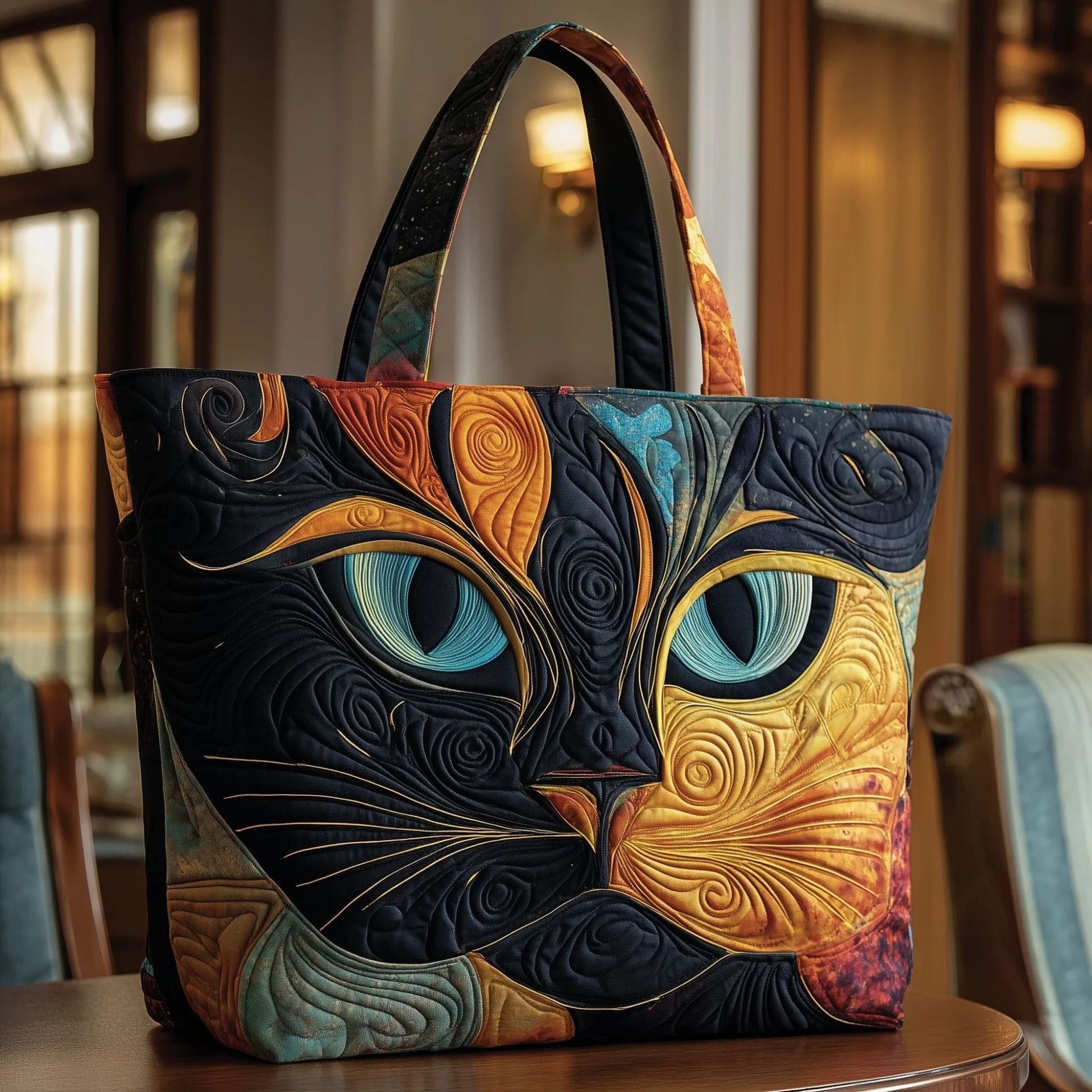 Creative, High-Capacity Tote Bag With Digital Print And Quilted Embroidery Cj