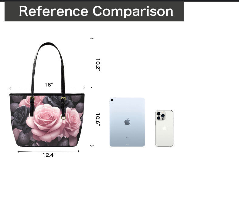 Custom Tote Hand Shoulder Bag 12 X 15 Gothic Victorian Pink Black Roses Medium Terrifictrend