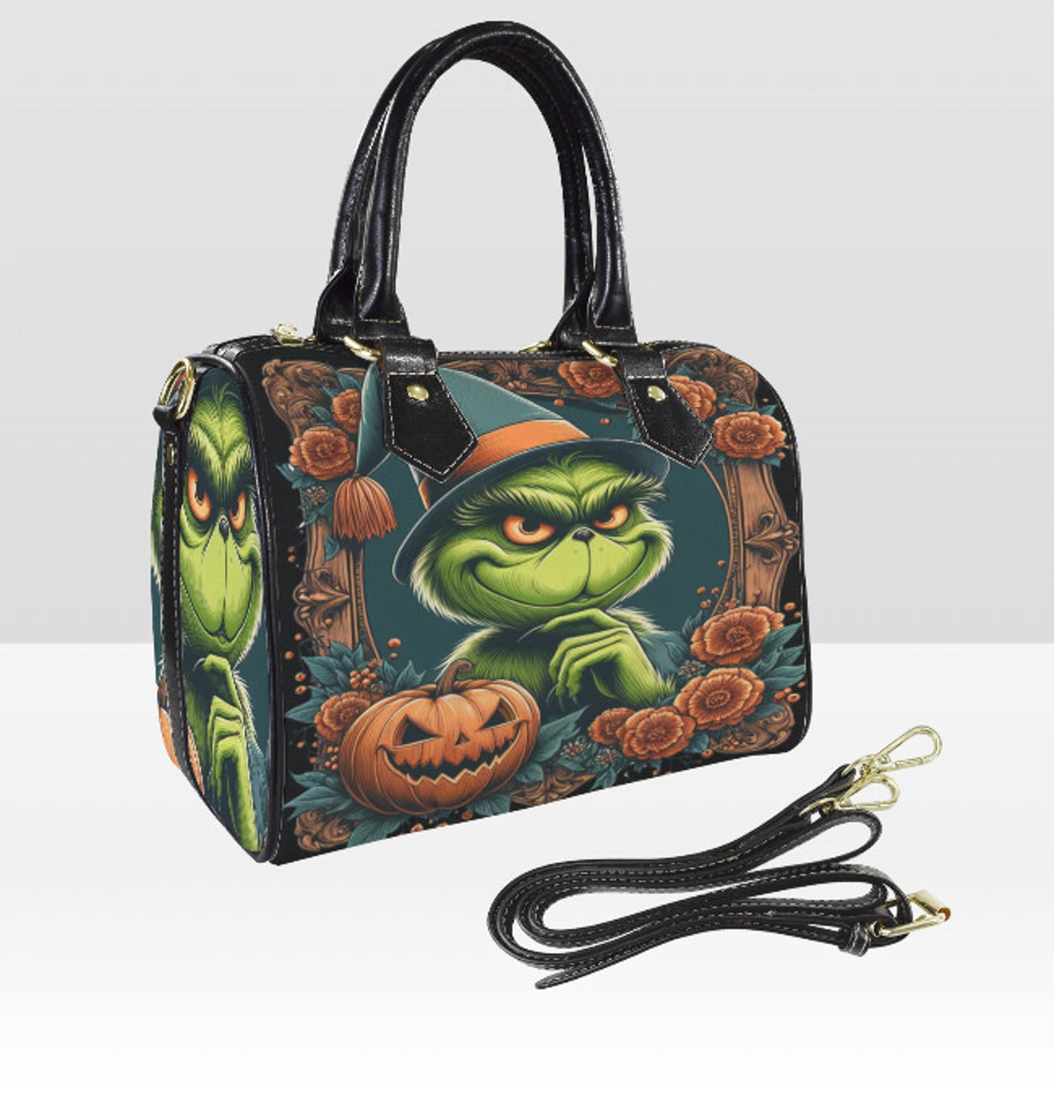The Grinch Who Stole Christmas Witch Halloween SATCHEL Cross Body Bag 10" x 8" Terrifictrendny