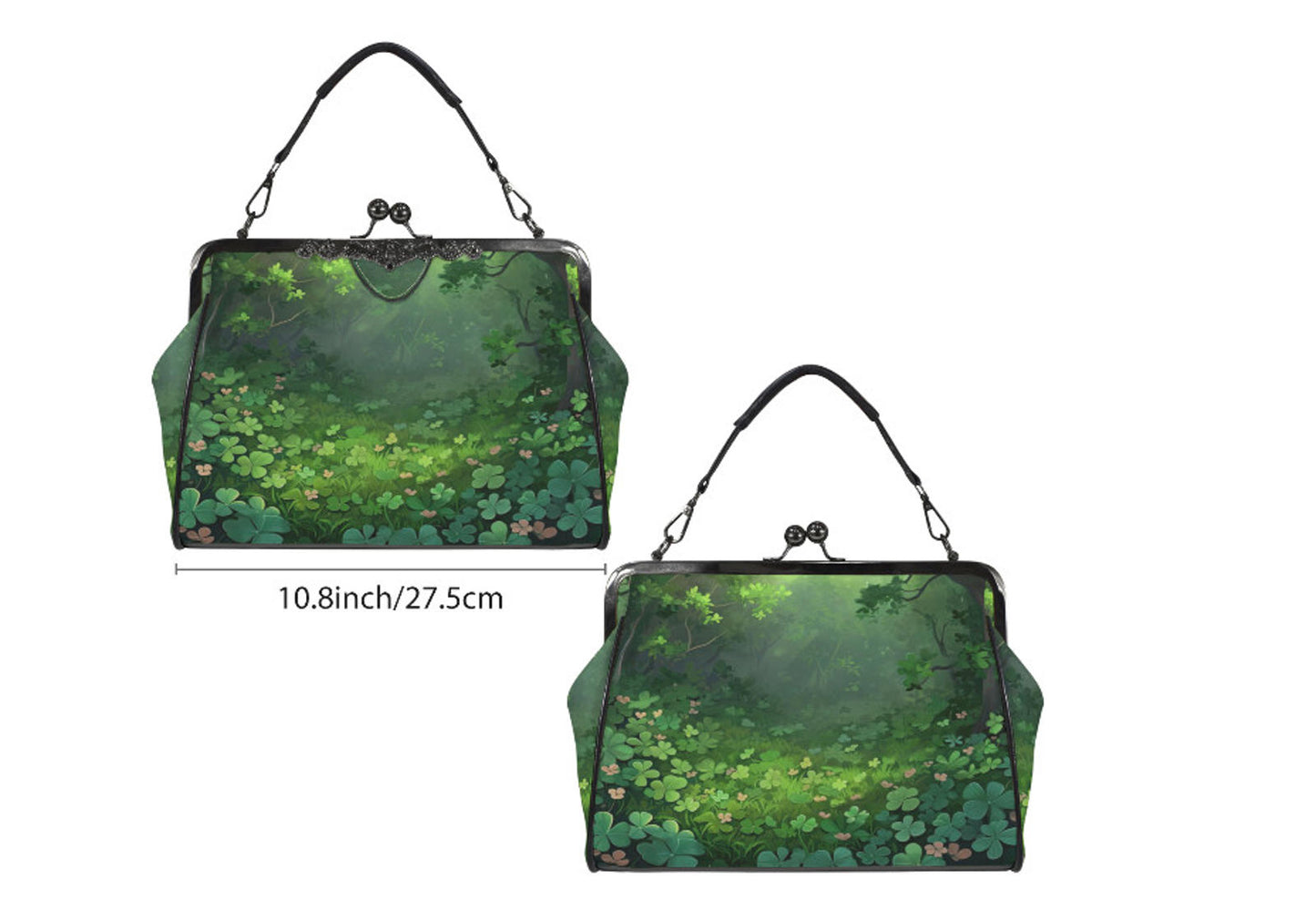 St Patricks Day Green Clover Field Shamrock  Shoulder Cross Body Bag Satchel Kisslock