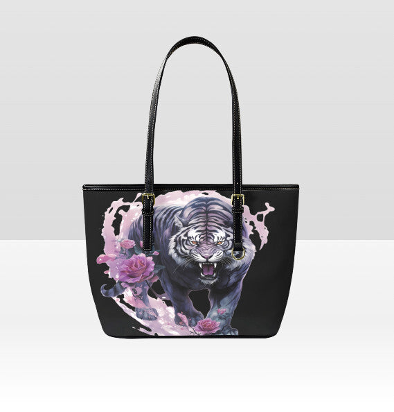 Custom Tote Hand Shoulder Bag 12 X 15 Gothic Pink Purple Black Ttger Floral Terrifictrend
