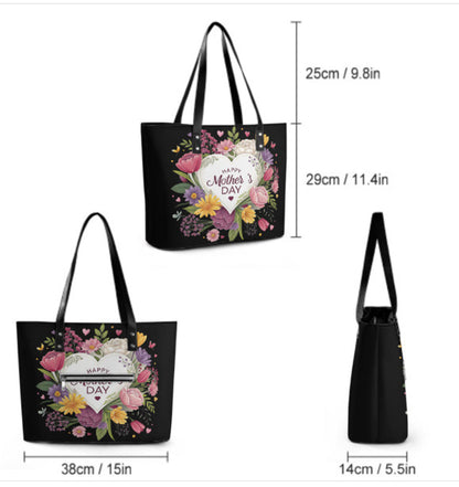 Custom Tote Hand Shoulder Bag 12 X 15 Spring Happy Mothers Day Flowers Mom Heart Terrifictrend