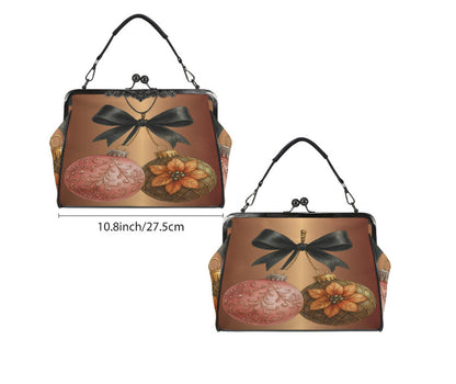 Rose Gold Ornament Christmas Shoulder Cross Body Bag Satchel Holiday Gift Kisslock