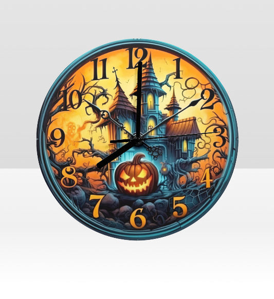 Halloween Spooky Haunted House Fun 12" Wall Clock Battery Operated NEW Temptations by Tara