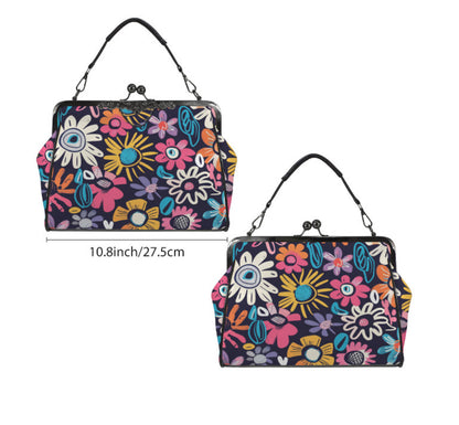 Whimsical Flower Art Spring Mother's Day Shoulder Cross Body Bag Satchel NEW Kisslock