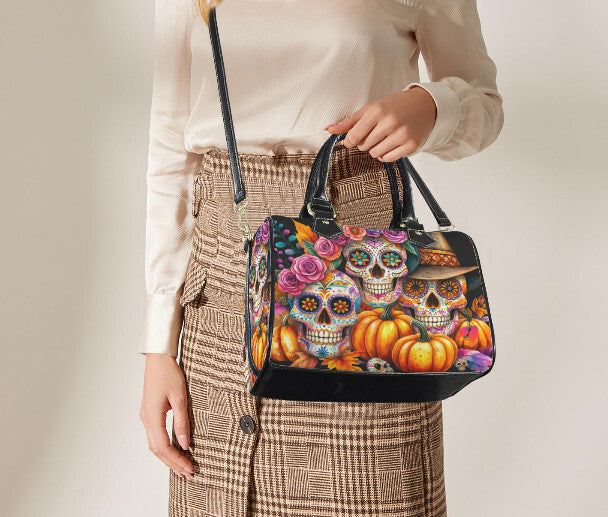 Sugar Skull Day of the Dead Halloween Fun SATCHEL or Cross Body Bag 10" x 8" Unbranded