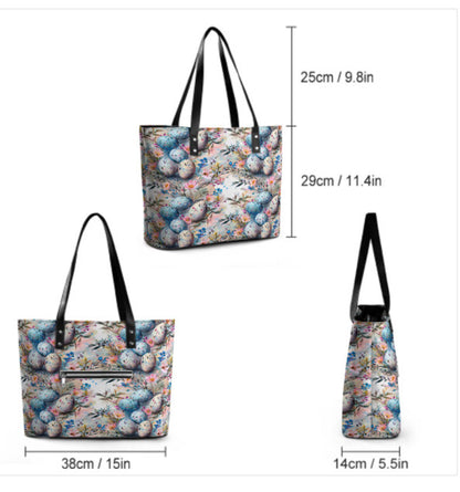 Custom Tote Hand Shoulder Bag 12 X 15 Spring Easter Egg Art Pastel Glam Floral Terrifictrend