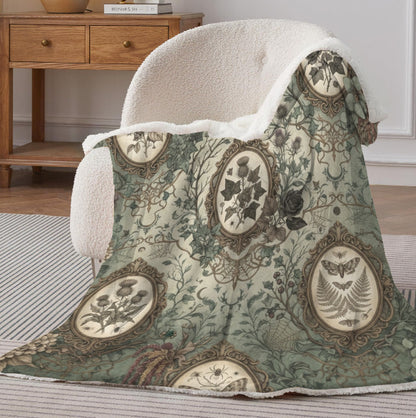 Sherpa Fleece Blanket 40" x 50" Home Decor Throw Victorian Sage Green Fall NEW Terrific Trend