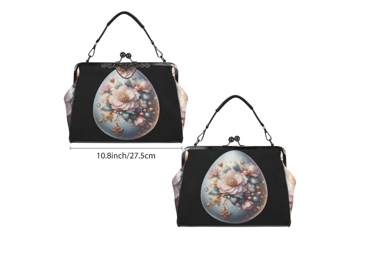 Elegant Floral Easter Egg Spring Art Design  Shoulder Cross Body Bag Satchel Kisslock