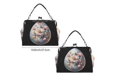 Elegant Floral Easter Egg Spring Art Design  Shoulder Cross Body Bag Satchel Kisslock