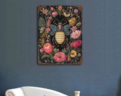 Rustic Gothic Botanical Animals BEETLE Metal Sign Victorian Wall Decor 8x12 Unbranded