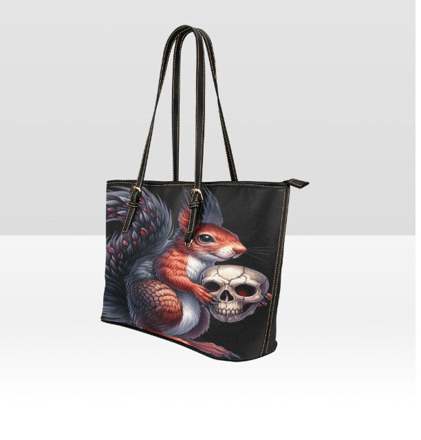 Custom Tote Hand Shoulder Bag 12 X 15 Gothic Squirrel with Skull Acorn Halloween Terrifictrend