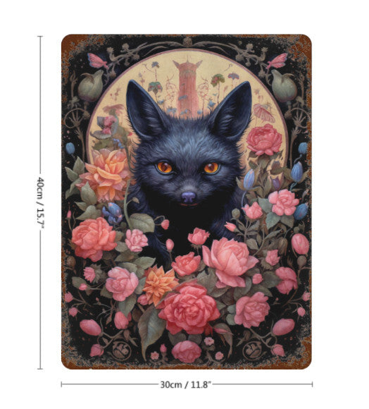 Rustic Gothic Botanical Animals BAT Metal Sign Halloween Wall Decor 8x12 Unbranded