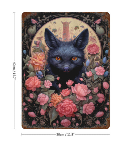 Rustic Gothic Botanical Animals BAT Metal Sign Halloween Wall Decor 8x12 Unbranded