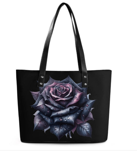 Custom Tote Hand Shoulder Bag 12 X 15 Gothic Spring Purple Rose Mother's Day Art Terrifictrend