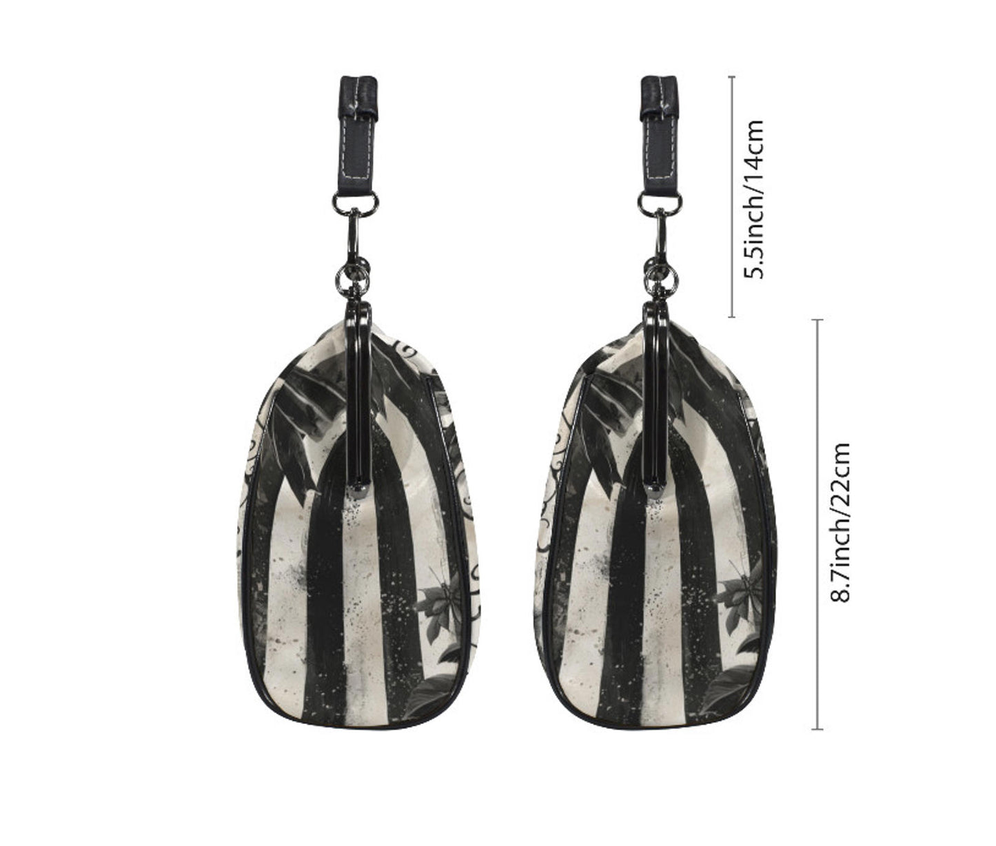 Gothic Horror Black White Dirty Stripe Shoulder Cross Body Bag Satchel Holiday Kisslock