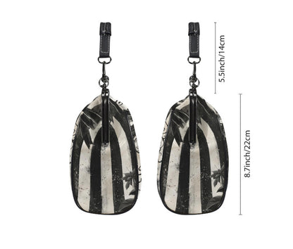 Gothic Horror Black White Dirty Stripe Shoulder Cross Body Bag Satchel Holiday Kisslock