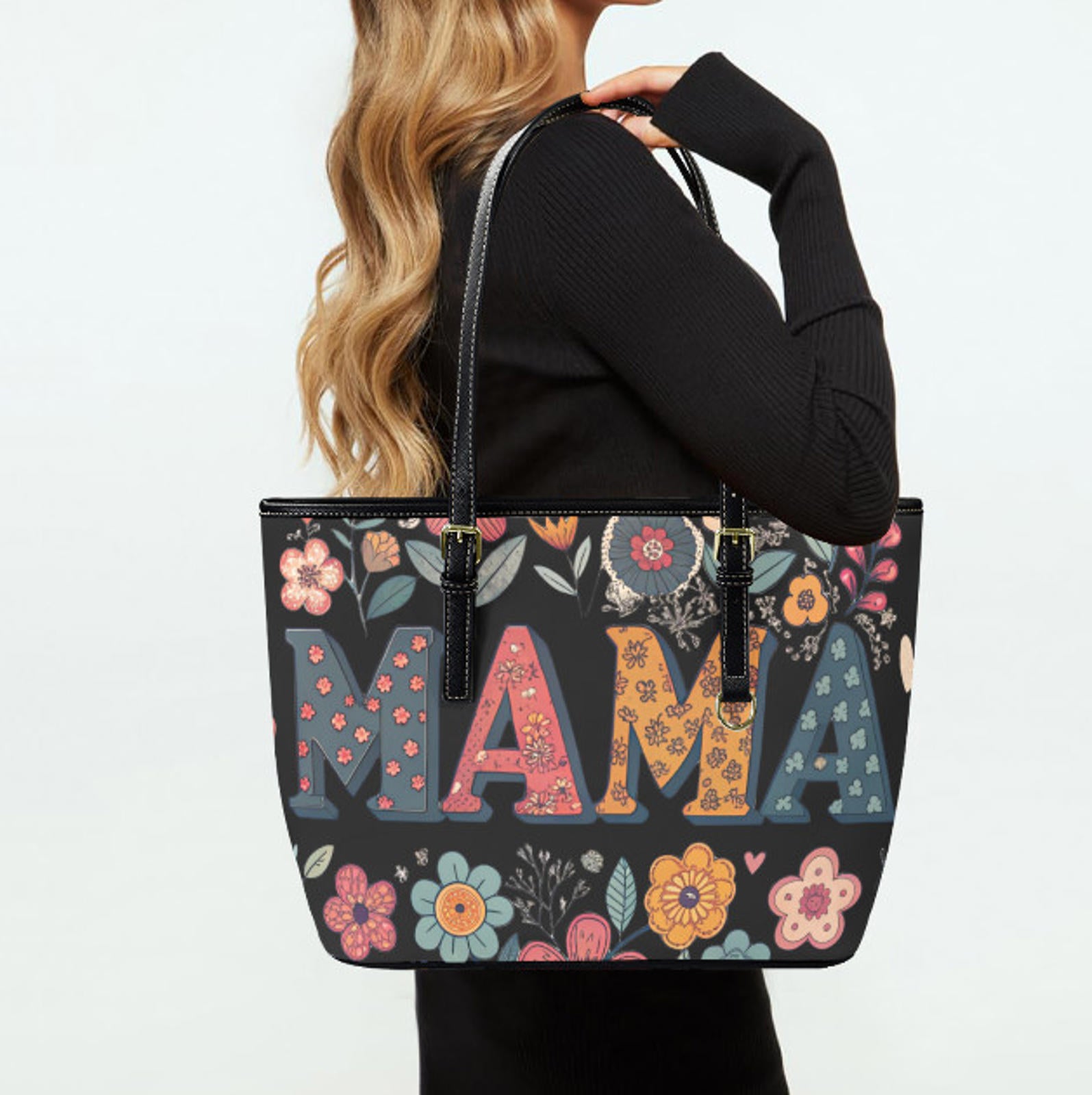 Custom Tote Hand Shoulder Bag 12 X 15 Spring Happy Mothers Day Flowers Mom Mama Terrifictrend