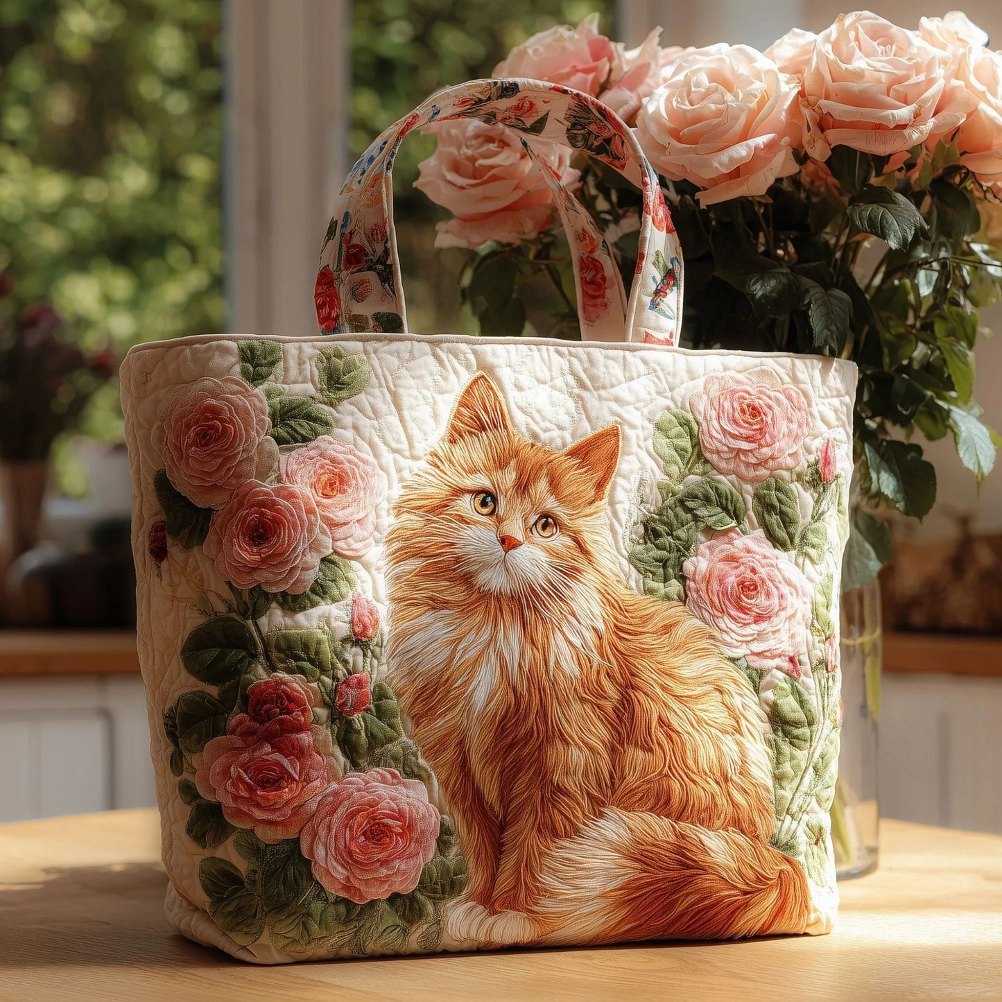 Creative, High-Capacity Tote Bag With Digital Print And Quilted Embroidery Cj