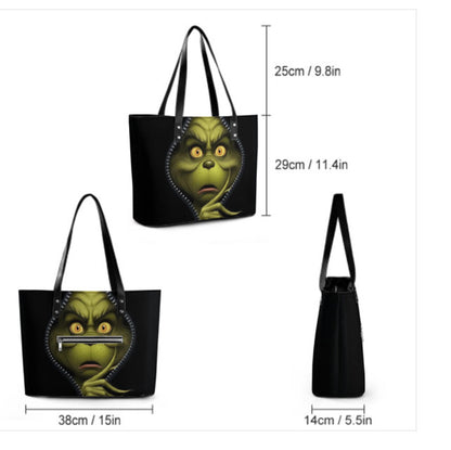 Custom Tote Hand Shoulder Bag 12 X 15  Grinch Peeking Christmas Holiday Gift Terrifictrend