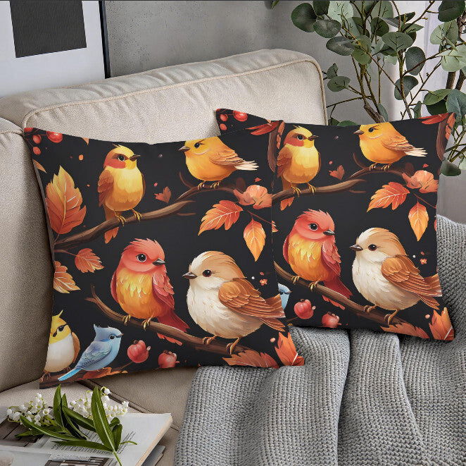 Fall Birds on a Branch Colorful Cozy Throw Pillow Cover  Home Decor  18x18 Unbranded
