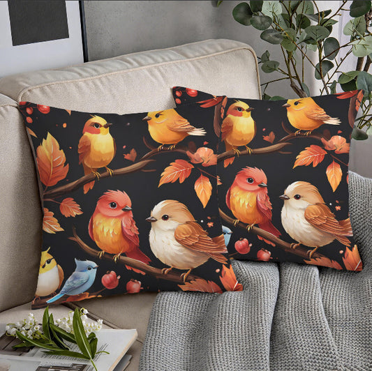 Fall Birds on a Branch Colorful Cozy Throw Pillow Cover  Home Decor  18x18 Unbranded
