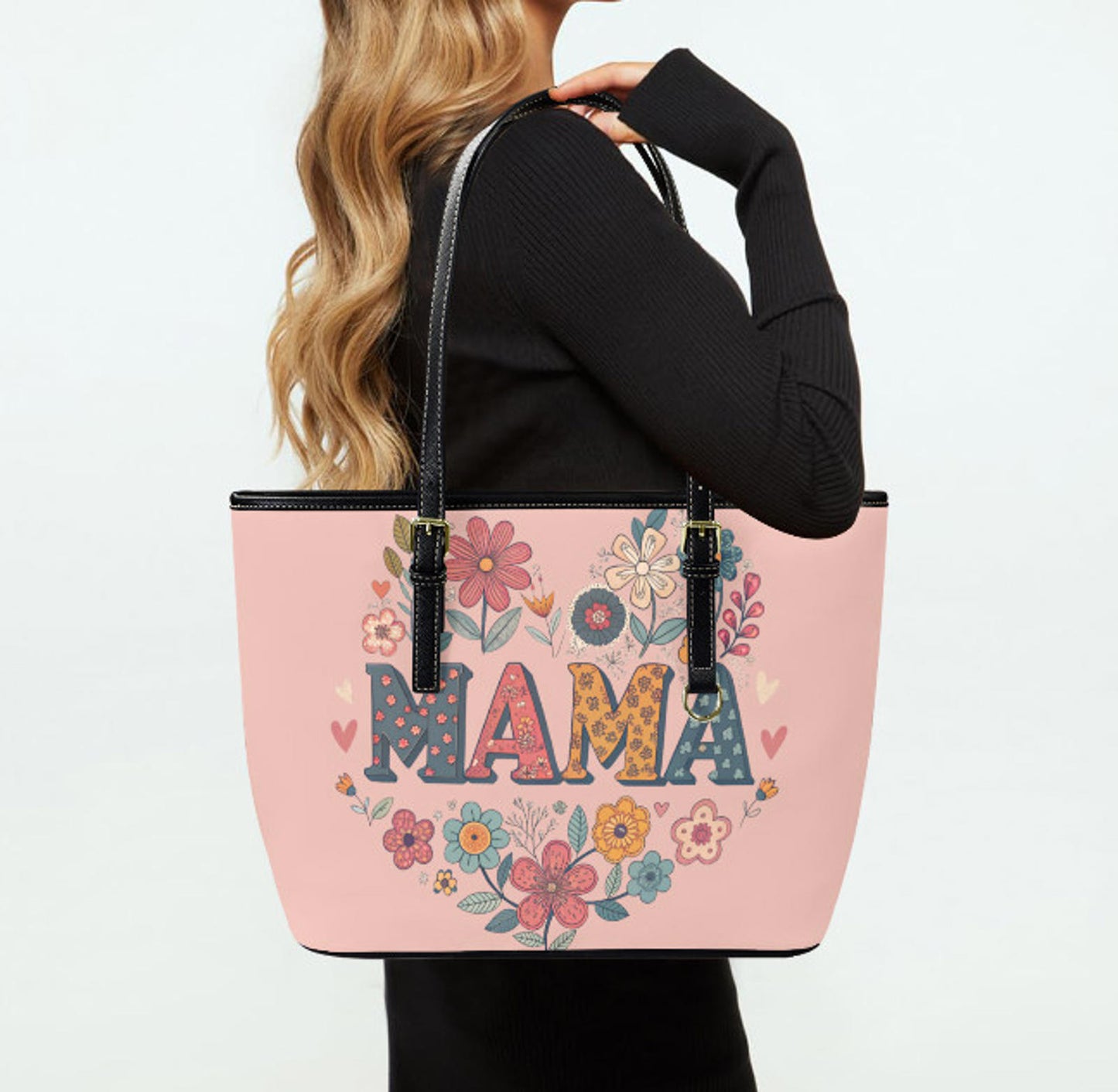 Custom Tote Hand Shoulder Bag 12 X 15 Spring Happy Mothers Day Flowers Mom Mama Terrifictrend
