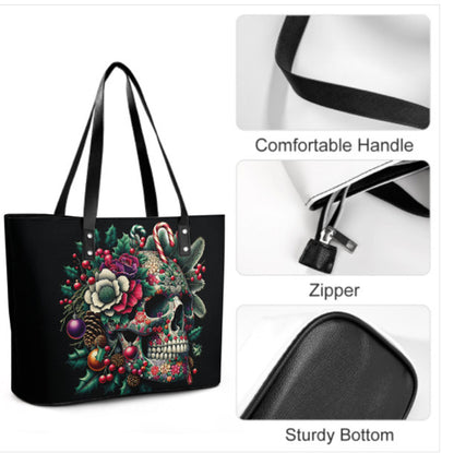Custom Tote Hand Shoulder Bag 12 X 15 Gothic Sugar Skull Xmas  Holiday Gift  NEW Terrifictrend